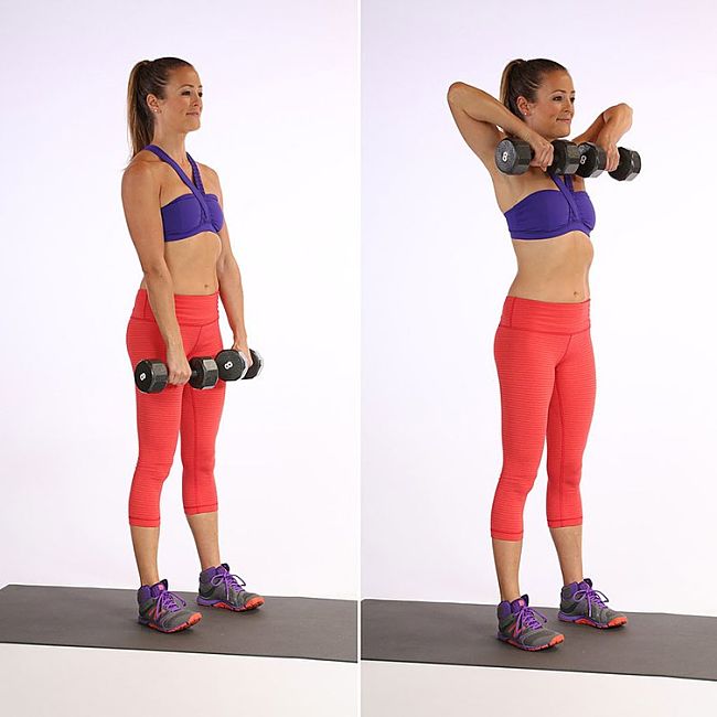 Upright Row Conditioning Exercise Using Hand Weights