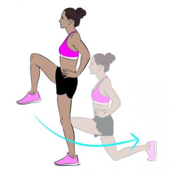 Reverse Lunges Warm up and cardiovascular exercise